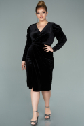 Short Black Velvet Oversized Evening Dress ABK1177