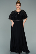 Long Black Chiffon Plus Size Evening Dress ABU2069