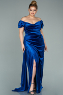 Long Sax Blue Velvet Oversized Evening Dress ABU1991