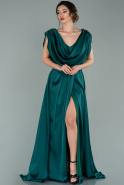 Long Emerald Green Satin Evening Dress ABU393