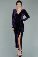 Midi Purple Velvet Evening Dress ABK1199