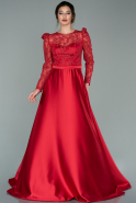 Long Red Satin Evening Dress ABU2061