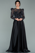 Long Black Satin Evening Dress ABU2061