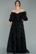 Long Black Velvet Evening Dress ABU2075