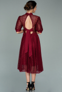 Midi Burgundy Dantelle Invitation Dress ABK1205