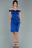 Short Sax Blue Satin Invitation Dress ABK1215