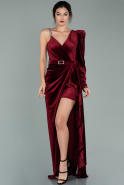 Long Burgundy Velvet Evening Dress ABU2074