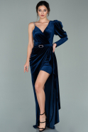 Long Navy Blue Velvet Evening Dress ABU2074