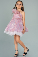 Short Powder Color Girl Dress ABK1057