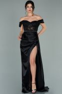 Long Black Satin Oversized Evening Dress ABU2086