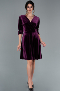 Short Purple Velvet Invitation Dress ABK295