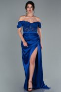 Long Sax Blue Satin Evening Dress ABU2085