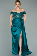Long Emerald Green Satin Oversized Evening Dress ABU2086