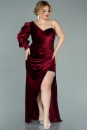 Long Burgundy Velvet Plus Size Evening Dress ABU2103