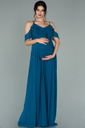 Oil Green Long Pregnancy Evening Dress ABU744