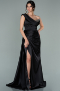 Long Black Satin Evening Dress ABU2114