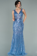 Long Indigo Scaly Mermaid Prom Dress ABU2116