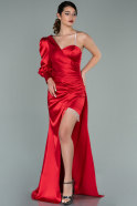 Long Red Satin Evening Dress ABU2118