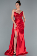 Long Red Satin Evening Dress ABU2127