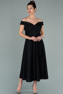 Midi Black Oversized Evening Dress ABK1221