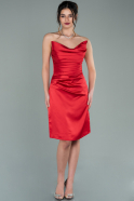 Red Mini Satin Invitation Dress ABK1193