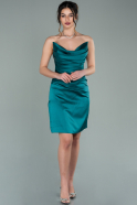 Mini Emerald Green Satin Invitation Dress ABK1193