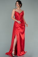 Red Long Satin Evening Dress ABU2079