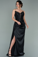 Black Long Satin Evening Dress ABU2079