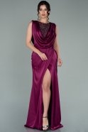 Long Plum Satin Evening Dress ABU2143