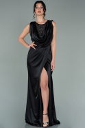 Long Black Satin Evening Dress ABU2143