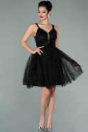 Short Black Dantelle Evening Dress ABK1231