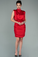 Short Red Satin Invitation Dress ABK1241