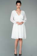 Short White Chiffon Invitation Dress ABK1234