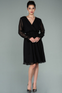 Short Black Chiffon Invitation Dress ABK1234