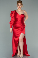Long Red Satin Plus Size Evening Dress ABU2124