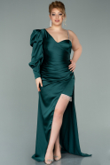 Long Emerald Green Satin Plus Size Evening Dress ABU2124
