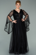 Long Black Plus Size Evening Dress ABU2129