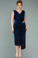 Midi Sax Blue Oversized Evening Dress ABK1247