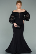 Long Black Plus Size Evening Dress ABU2150