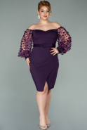 Short Purple Plus Size Evening Dress ABK1245