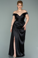 Black Long Satin Oversized Evening Dress ABU1954