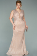 Long Gold Plus Size Evening Dress ABU2163