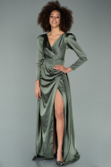 Olive Drab Long Satin Evening Dress ABU2166