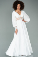 Long White Chiffon Evening Dress ABU2183