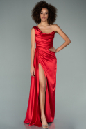 Long Red Satin Prom Gown ABU2173