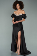 Long Black Satin Evening Dress ABU2135