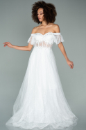 Long White Dantelle Evening Dress ABU1666