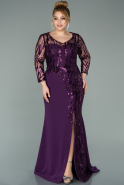 Long Purple Chiffon Plus Size Evening Dress ABU2199