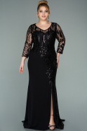 Long Black Chiffon Plus Size Evening Dress ABU2199