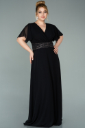 Long Black Chiffon Plus Size Evening Dress ABU2179